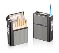 Cigarette Case, 2 in 1 Usb Rechargeable Electric Lighter Cigarettes Box, 20 Cigarette Holder Case, Flameless Cigarette Case, Magnetic Flip Top Closure Cigarette Storage Case for Travel Home Office