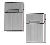 Cigarette Case Aluminum for Whole Package Cigarettes 20 Pieces, Flip Top Cigarette Case for Men Women and Ladies, Gray