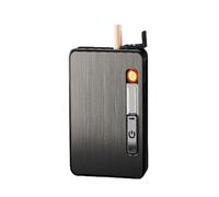 Cigarette Case Box, Automatic Ejection Box Holder, for 10 Regular Size Cigarettes, with Tungsten Coil Lighter, USB Charging Cable, Smoking Accessories