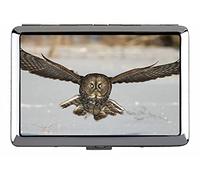 Cigarette Case/Box - King Size Cigarettes,Owl Bird Predator Flight Wings Flap Snow Winter Shadow Business Card Holder C235
