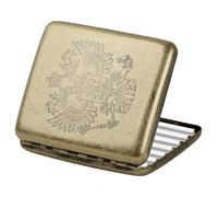 Cigarette Case for Roll Ups, Cigarette Box Imitation Copper Antique Metal, Double-Sided Spring Clip can Hold 20 Cigarettes, Cigarette Tin for Roll Ups, Tobacco Tins for Men