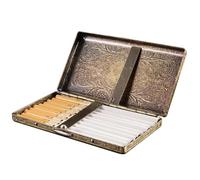 Cigarette Case for Roll Ups, Tobacco Tins for Men, Cigarette Tin for Roll Ups, Portable Vintage Elegant Metal Cigarette Box, Tobacco Tin for Women Can Holds Cigarettes (Gold)