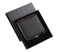 Cigarette Case King Size Cigarette Case Box Leather 20 Capacity Cigarette Case Metal,One Size,Black