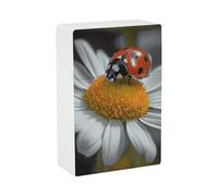 Cigarette Case Ladybug Daisy, Snap-in Spring Design One-Hand Flip-Top Plastic Travel Cigarettes Box for Men/Women