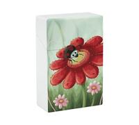 Cigarette Case Ladybug Flower, Snap-in Spring Design One-Hand Flip-Top Plastic Travel Cigarettes Box for Men/Women