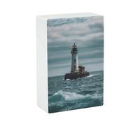 Cigarette Case Lighthouse, Snap-in Spring Design One-Hand Flip-Top Plastic Travel Cigarettes Box for Men/Women