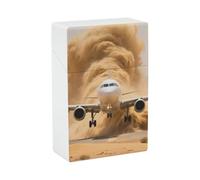Cigarette Case - Passenger Plane on Desert Runway Stylish Plastic Cigarette Holder Box for Women & Men, Portable Crush-Proof Cigarette Organizer