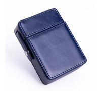 Cigarette Case PU Leather Cigarette Box With Lighter Case Storage Cigarette Organizer Case Portable Cigarette Box for Men and Women Gift Container Use for Store Cigarette (Blue)