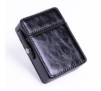 Cigarette Case PU Leather Cigarette Box With Lighter Case Storage Cigarette Organizer Case Portable Cigarette Box for Men and Women Gift Container Use for Store Cigarette (Black)