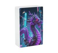 Cigarette Case - Purple Dragon WaterproofBox with Secure Closure, 20 Capacity Portable Cigarette Holder for Travel, Unisex Smoking Accessories for Men Women