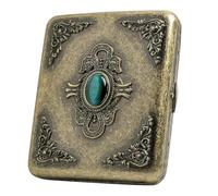 Cigarette Case Slim Pocket Storage Box with Spring Closure, Vintage Bronze Metal, Engraved Design, Holds 18-20 Cigarettes, Fits Up to 85mm