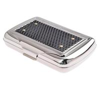 Cigarette Case,Stainless Steel Cigarette Case, Portable Metal Tobacco Box with Button Closure, Holds 6 Cigarettes, Silver (10X7x2cm)