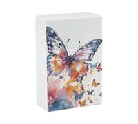 Cigarette Case Watercolor Butterfly Cigarette Cases Holder 20 Capacity, Snap-in Spring Design One-Hand Flip-Top Plastic Travel Cigarettes Box for Men/Women