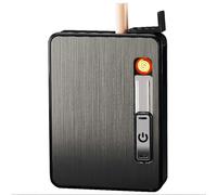 Cigarette Case with Lighter, Automatic Ejection Box Holder for 10 Regular Size Cigarettes, Built in Electric Lighters USB Rechargeable