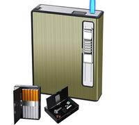 Cigarette case with lighter,built in Windproof Ignition Device,utomatic Ejection Box Holder 12Cigarettes (Fuel Not Included)(Gold)
