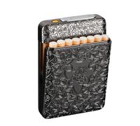 Cigarette Case with Lighter Cigarette Box Electronic Integrated Flameless Lighter Rechargeable Pack of 16 84 mm King Size Cigarette Box Black