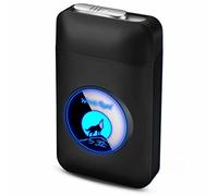 Cigarette Case with Lighter, USB Lighter 2 in 1 Rechargeable Flameless Windproof Lighter, Gift for Women, Men, Father, Mother (Color : Black Wolf)