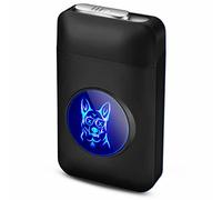 Cigarette Case with Lighter, USB Lighter 2 in 1 Rechargeable Flameless Windproof Lighter, Gift for Women, Men, Father, Mother (Color : Black Shepherd)