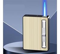 Cigarette Case with Lighter, Waterproof and Moisture-Proof, Holds 12 Cigarettes, Automatic Ejection, Windproof Lighter, Fillable with Butane