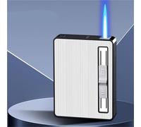 Cigarette Case with Lighter, Waterproof and Moisture-Proof, Holds 12 Cigarettes, Automatic Ejection, Windproof Lighter, Fillable with Butane