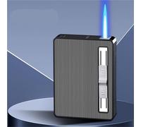Cigarette Case with Lighter, Waterproof and Moisture-Proof, Holds 12 Cigarettes, Automatic Ejection, Windproof Lighter, Fillable with Butane