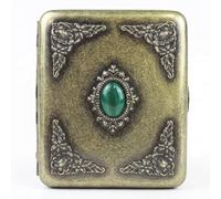 Cigarette Case with Spring Closure, Vintage Metal Slim Engraved Storage Box, Holds 18-20 Cigarettes Up to 85mm, Retro Design for Pocket Use
