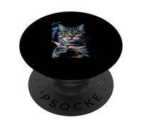 Cigarette Cat Meme Smoking Kitty Gen Z Aesthetic Adult Humor PopSockets Adhesive PopGrip