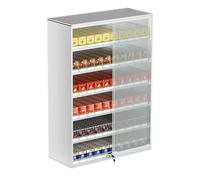 Cigarette Display Case- Wall Mounted Cigarette Rack- Sliding Door With LockCigarette Display Cabinet- 5/10 Pack Of Cigarettes- for Market Store Store Retail ( Color : Silver , Size : 62.5x28.8x90cm )