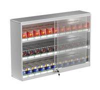 Cigarette Display Case- Wall Mounted Cigarette Rack- Sliding Door With LockCigarette Display Cabinet- 5/10 Pack Of Cigarettes- for Market Store Store Retail ( Color : Silver , Size : 68.5x17.3x45cm )