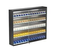 Cigarette Display Rack Multi-Tiered Retail Merchandise Snack Display Rack Suitable for Retail Stores,(Cigarette Display Case,Wall Mounted Cigarette Display Cabinet with Lockable Tempered Gl