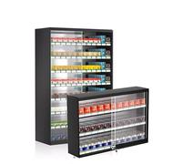 Cigarette Display Rack with Lockable Wall-Mounted Lighter Holder for Store Organization and Convenience