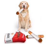 Cigarette Dog Toy, Funny Dogs Toys, 3 Packs Giggle Puff Stick Toys with a Box, Interactive Plush Squeaky Dog Toys for Medium, Small and Large- Cool Stuffed for Dogs Birthday Present
