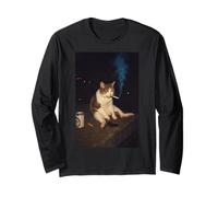 Cigarette Kitten Funny Smoking Cat Meme Stupid Brainrot Long Sleeve T-Shirt