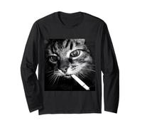 Cigarette Kitten Funny Smoking Cat Meme Stupid Brainrot Long Sleeve T-Shirt