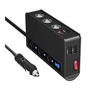 Cigarette Lighter Adapter, 180W 12V/24V Car Charger Lighter Splitter 4 USB Ports, Car Cigarette Lighter Multi Socket, Suitable for Satellite Navigation/Phone/Fan/iPad