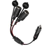 Cigarette Lighter Extension Cable,Cigarette Lighter Socket 1 to 2,16AWG Male to Female Socket, DC 12V/24V Cigarette Lighter Socket Power Outlet with 15A fuse (Red)