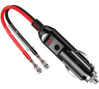 Cigarette Lighter Plug 12V Fused Replacement Cigarette Lighter Male Plug Adapter with Leads & LED Light & Extension Cable, 16AWG Extension Cable with 15A Fuse 2Pack