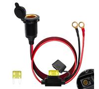Cigarette Lighter Socket, 12V/24V Fixed Thread Car Cigarette Lighter Extension Cable 14AWG Waterproof Marine Grade O Ring Terminals Extension Cord 2.5mm² Cable 20A for Boat Motorcycle Car 1M