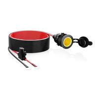 Cigarette Lighter Socket,12V/24V Waterproof and Dustproof Marine Grade 14AWG Heavy Duty Cigarette Lighter Socket Extension Lead Male Plug to Female Socket Adapter with 20A Fuse 3.25FT/100cm