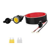 Cigarette Lighter Socket, Marine Grade 12V/24V DC with Eyelet Terminals, Waterproof, 1M 2.5mm² Cable, pre-installed 20A Fuse, additional 20A and 25A Fuse, High Power, Suitable for Cars, RVs, Boats