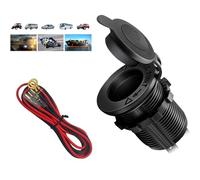 Cigarette Lighter Socket Waterproof,12V/24V Lighter Socket Plug Replacement with 10A Fuse,Car Charger Power Outlet Adapter for Car Marine Motorcycle ATV RV