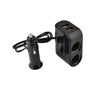 Cigarette Lighter Splitter 2 Sockets, USB Car Charger Power Socket adapter with 2 USB Ports, 12V/24V Power Outlet Splitter for Car Camera Dash Cam GPS