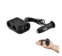 Cigarette Lighter Splitter 2 Sockets USB Car Charger Power Socket Adapter with 2 USB Ports 12V/24V Power Outlet Splitter Fast Charging Multi Double Twin Socket for Vehicle Devices Camera Dash Cam GPS
