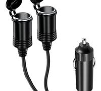 Cigarette Lighter Splitter - 2-Way Car Cigarette Lighter Multi Socket Adapter with Waterproof Cap, 12V/24V Extension for Vehicles, Black
