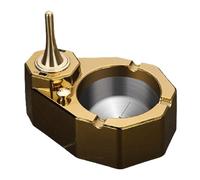 Cigarette Match Lighter with Ashtray, Multifunctional Refillable Stainless Steel Table Lighter Ash Tray, USB Charging Cigarette Ashtray, for Cigars Outdoor Indoor Decor in Home Office (Color : Gold)