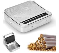 Cigarette Rolling Machine Tobacco Rolling Machine, Epehio Automatic Metal Tobacco Rolling Box with Pure Cotton & Fixed Image, Cigarettes Roller Machine for Slim & Compact Rolls, Silver 70mm