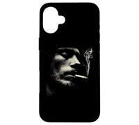 Cigarette Smoker Face Minimalist Grunge Portrait Case for iPhone 16 Plus