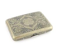 Cigarette Tin Cigarette Case For Roll Ups Cigarette Box Bronze Vintage Metal Cigarette Box Holder Pattern 16Pcs Tube Cigar Retro Pocket Case Smoking Accessories Mens Gift Cigarette Box