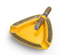 CIGARFEAST Large Triangle Outdoor/Indoor Modern Yellow Ceramic Cigar Ashtray (Yellow)