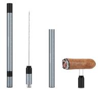 CIGARLOONG 4-in-1 Cigar Draw Enhancer Tool Kit with Cigar Punch Tool, Graduated Scale, Stainless Steel Cigar Anti-Hot Clip, Cigar Tools and Accessories with Gift Box (Grey-Black)